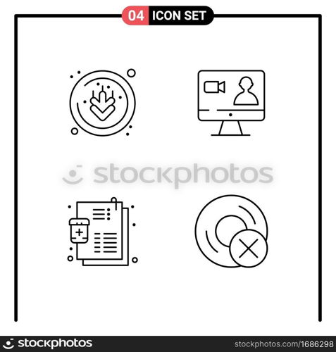 Set of 4 Vector Filledline Flat Colors on Grid for allergens, medicine, job, computer, computers Editable Vector Design Elements