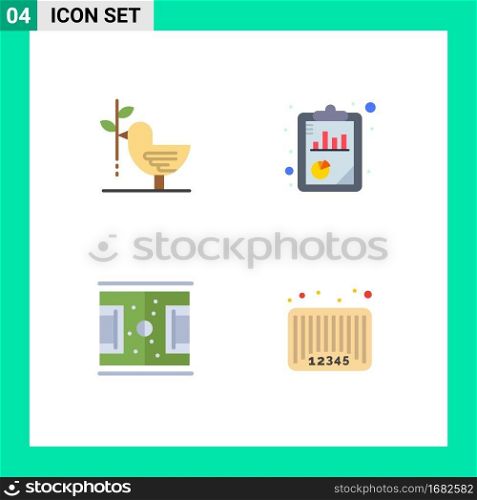 Set of 4 Vector Flat Icons on Grid for agreement, football, harmony, report, playground Editable Vector Design Elements