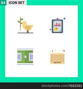 Set of 4 Vector Flat Icons on Grid for agreement, football, harmony, report, playground Editable Vector Design Elements