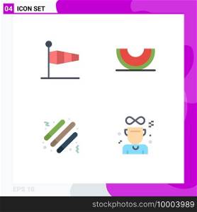 Set of 4 Vector Flat Icons on Grid for air, slice, speed, food, night Editable Vector Design Elements