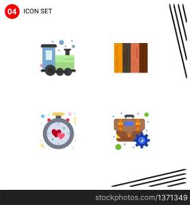 Set of 4 Vector Flat Icons on Grid for baby, texture, play time, interior, heart Editable Vector Design Elements