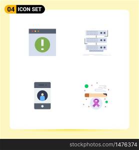 Set of 4 Vector Flat Icons on Grid for business, data, man, storage, friend Editable Vector Design Elements