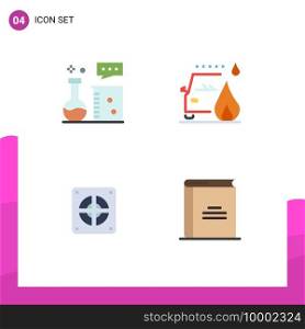 Set of 4 Vector Flat Icons on Grid for chemical equipment, extractor, lab equipment, car, plumber Editable Vector Design Elements