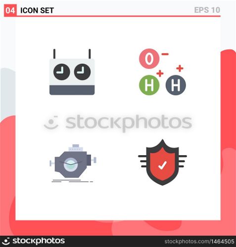 Set of 4 Vector Flat Icons on Grid for chess, motor, ho, engine, check Editable Vector Design Elements