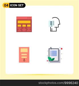 Set of 4 Vector Flat Icons on Grid for design, tasks, paint, list, cpu Editable Vector Design Elements