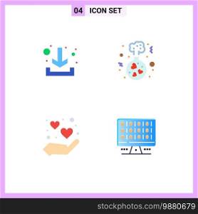 Set of 4 Vector Flat Icons on Grid for download, love, flask, wedding, web Editable Vector Design Elements