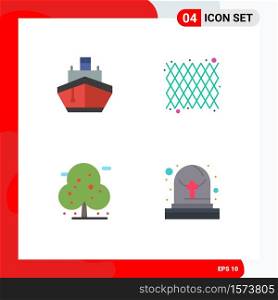 Set of 4 Vector Flat Icons on Grid for filled, beach, transportation, decoration, plant Editable Vector Design Elements