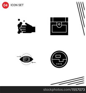 Set of 4 Vector Solid Glyphs on Grid for cleaning, marketing, wash, treasure, plan Editable Vector Design Elements