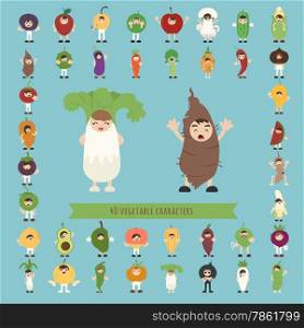 Set of 40 vegetable costume characters , eps10 vector format
