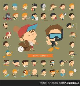 Set of 42 Sport characters , eps10 vector format