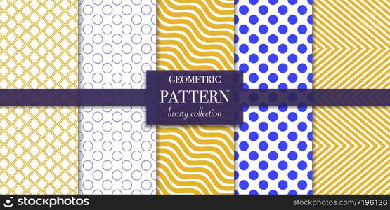 Set of 5 abstract background texture. Dotted, line pattern. Polka dot style vector illustration for wallpaper, flyer, cover, design. Repeating circle geometric ornament, decorative element