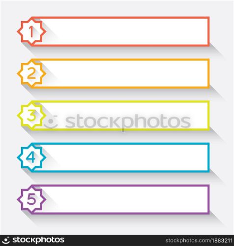 Set of 5 numbered paper style headers with star Vector illustration