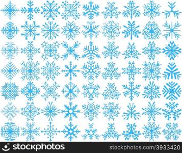 Set of 63 vector snowflakes. Big set of 63 vector snowflakes. Winter design element.