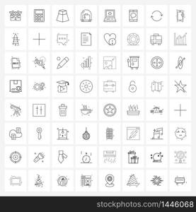 Set of 64 Line Icon Signs and Symbols of address, house, pack, home, travel Vector Illustration