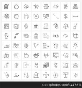 Set of 64 Line Icon Signs and Symbols of bag, gear, backup, buy, shopping Vector Illustration