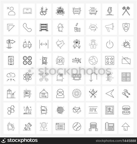 Set of 64 Line Icon Signs and Symbols of cake, festival, windshield, celebrations, science Vector Illustration