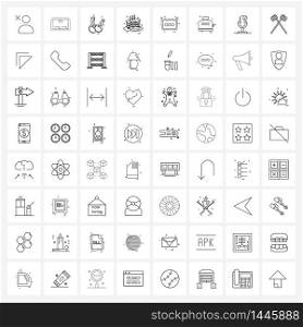 Set of 64 Line Icon Signs and Symbols of cake, festival, windshield, celebrations, science Vector Illustration