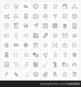 Set of 64 Line Icon Signs and Symbols of education, structure, nails, share, distribute Vector Illustration