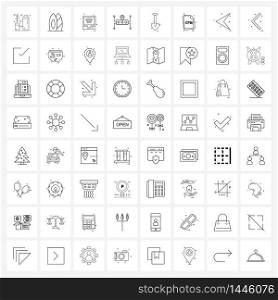 Set of 64 Line Icon Signs and Symbols of labour, vector, Wi-Fi, map, location Vector Illustration