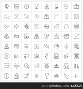 Set of 64 Line Icon Signs and Symbols of martini, drink, laptop, bistro, media Vector Illustration