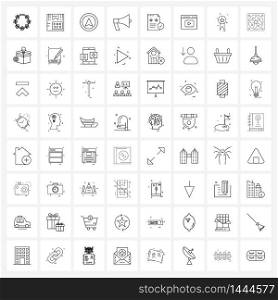 Set of 64 Line Icon Signs and Symbols of policy, document, up, data, megaphone Vector Illustration