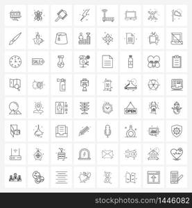 Set of 64 Line Icon Signs and Symbols of router, power, hair brush, flash, electric Vector Illustration
