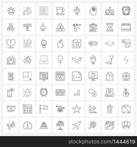 Set of 64 Modern Line Icons of diamond, jewel, checklist, tea, cup Vector Illustration