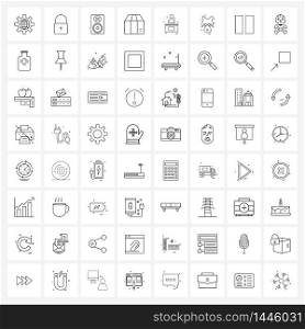 Set of 64 Modern Line Icons of jungle, animal, music, avatar, reception Vector Illustration