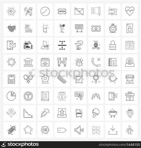 Set of 64 Modern Line Icons of mail, tag, success, store, shop Vector Illustration