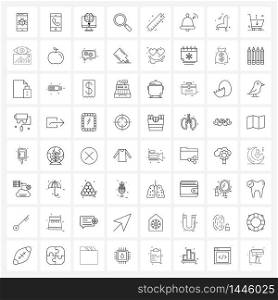 Set of 64 Modern Line Icons of math, scale, mind, search, monitor Vector Illustration