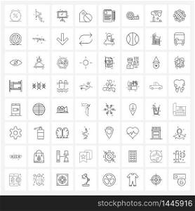Set of 64 Modern Line Icons of notepad, bookmark, up, tag, board Vector Illustration