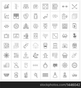 Set of 64 Modern Line Icons of page expand, arrows, meat, scale, file Vector Illustration