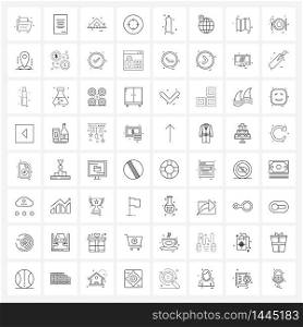 Set of 64 Modern Line Icons of sports, sports, geometry, aim, circle Vector Illustration