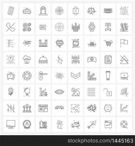 Set of 64 Modern Line Icons of watch, device, Halloween, windrows, north Vector Illustration