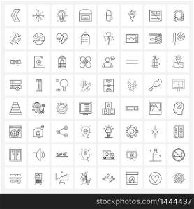 Set of 64 Simple Line Icons for Web and Print such as health, medical, bulb, letter box, box Vector Illustration