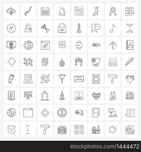 Set of 64 Simple Line Icons for Web and Print such as minus, browser, calendar, ringing, bell Vector Illustration
