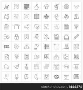 Set of 64 Simple Line Icons for Web and Print such as cloud accept, approve cloud, calendar, delivery, boat Vector Illustration