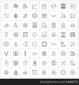 Set of 64 Simple Line Icons for Web and Print such as money, dollar, business, bar chart, user Vector Illustration
