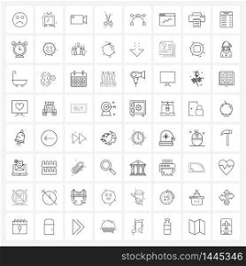 Set of 64 Simple Line Icons for Web and Print such as printer, web layout, Halloween, website, pen Vector Illustration