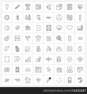 Set of 64 Simple Line Icons for Web and Print such as blood pressure, blood pressure, game, layout, graphic Vector Illustration