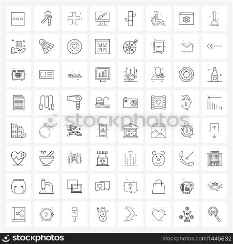 Set of 64 Simple Line Icons for Web and Print such as yoga, beauty, medical, bamboo, digital art Vector Illustration