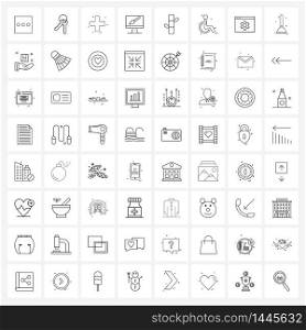 Set of 64 Simple Line Icons for Web and Print such as yoga, beauty, medical, bamboo, digital art Vector Illustration