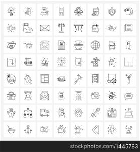 Set of 64 Simple Line Icons for Web and Print such as luggage, carton, avatar, spin, control Vector Illustration