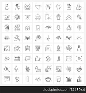 Set of 64 Simple Line Icons for Web and Print such as dollar, arrow, clock, pointer, arrow Vector Illustration