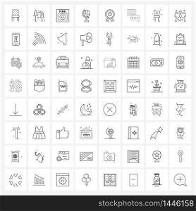 Set of 64 Simple Line Icons for Web and Print such as label, business, star, globe, world Vector Illustration