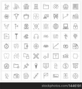 Set of 64 Simple Line Icons of directory, document, heat, folder, pay Vector Illustration