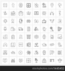 Set of 64 Simple Line Icons of disable, house, hospital, home, border Vector Illustration