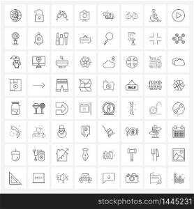 Set of 64 Simple Line Icons of glasses, medical design, drinks glass, medical, monitor Vector Illustration