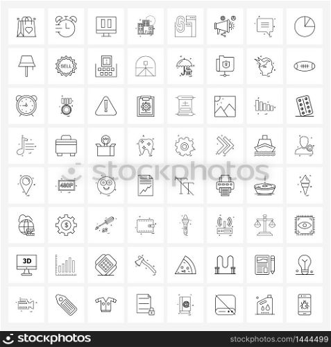 Set of 64 Simple Line Icons of link, estate, monitor, apartment, home Vector Illustration