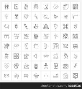 Set of 64 Simple Line Icons of media, book, chat, bible, claws Vector Illustration